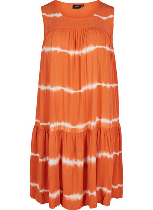 Printed midi dress in viscose, Orange Batik, Packshot image number 0