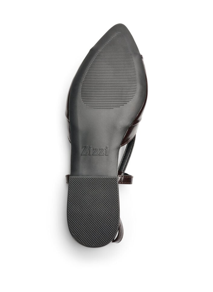 Slingback with bow detail and patent look, Brown, Packshot