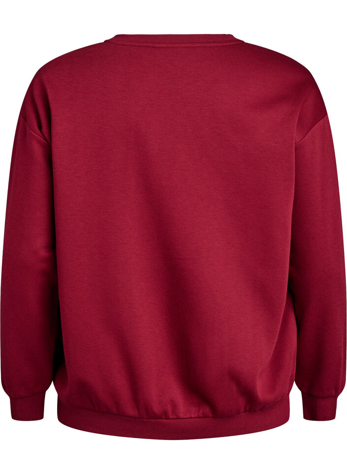 Sweatshirt with front motif, Dark Bordeaux, Packshot image number 1