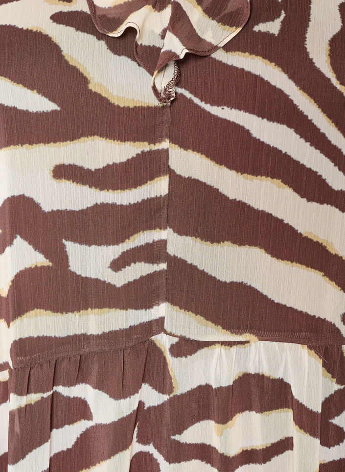 Chiffon blouse with zebra print and ruffles, Brown, Packshot image number 2