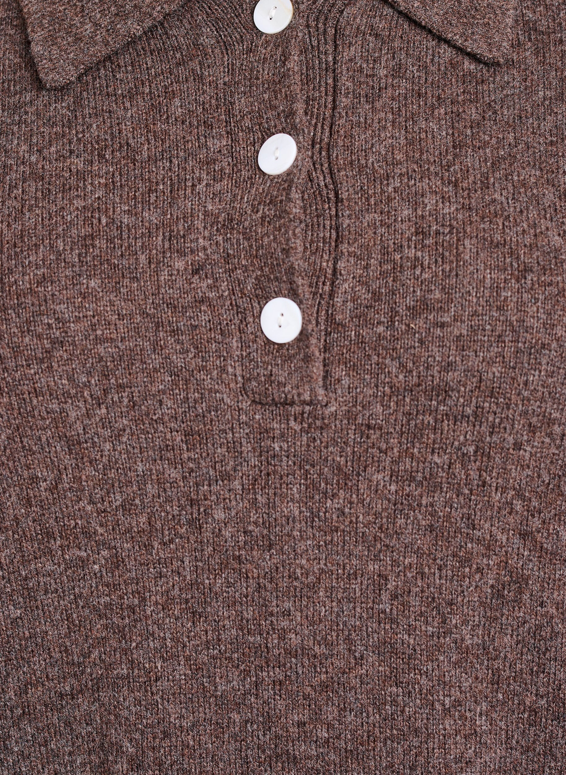 Zizzifashion Knit blouse in soft merino blend with polo collar, Brown, Packshot image number 2