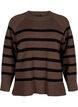 Striped knitted blouse with round neck, Carafe w. black , Packshot image number 0