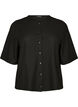Blouse with a ribbed texture and button closure, Black, Packshot image number 0