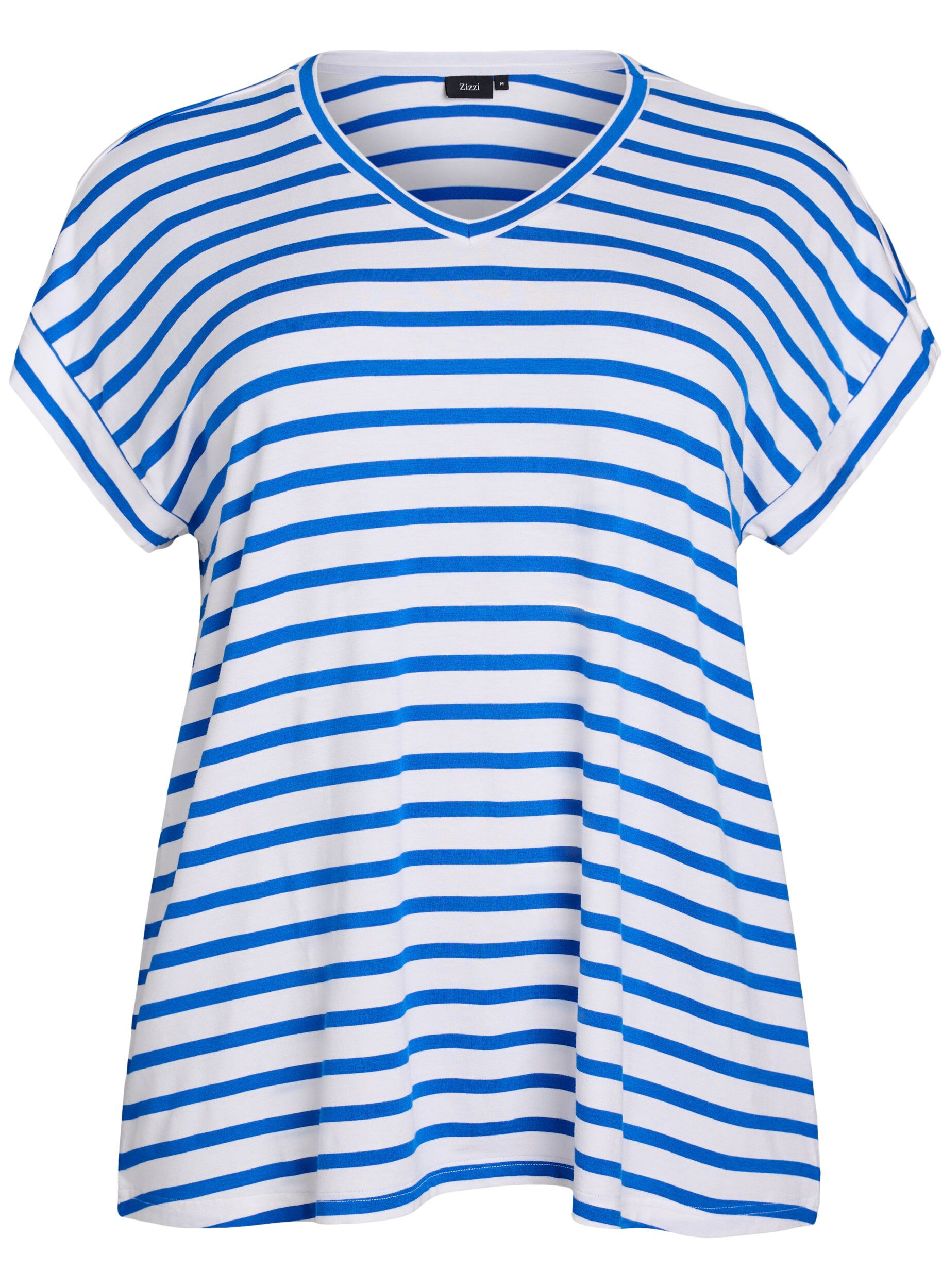 Striped T-shirt with V-neck