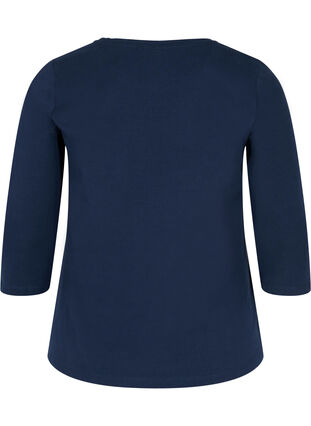 Basic t-shirt with 3/4 length sleeves, Navy Blazer, Packshot image number 1