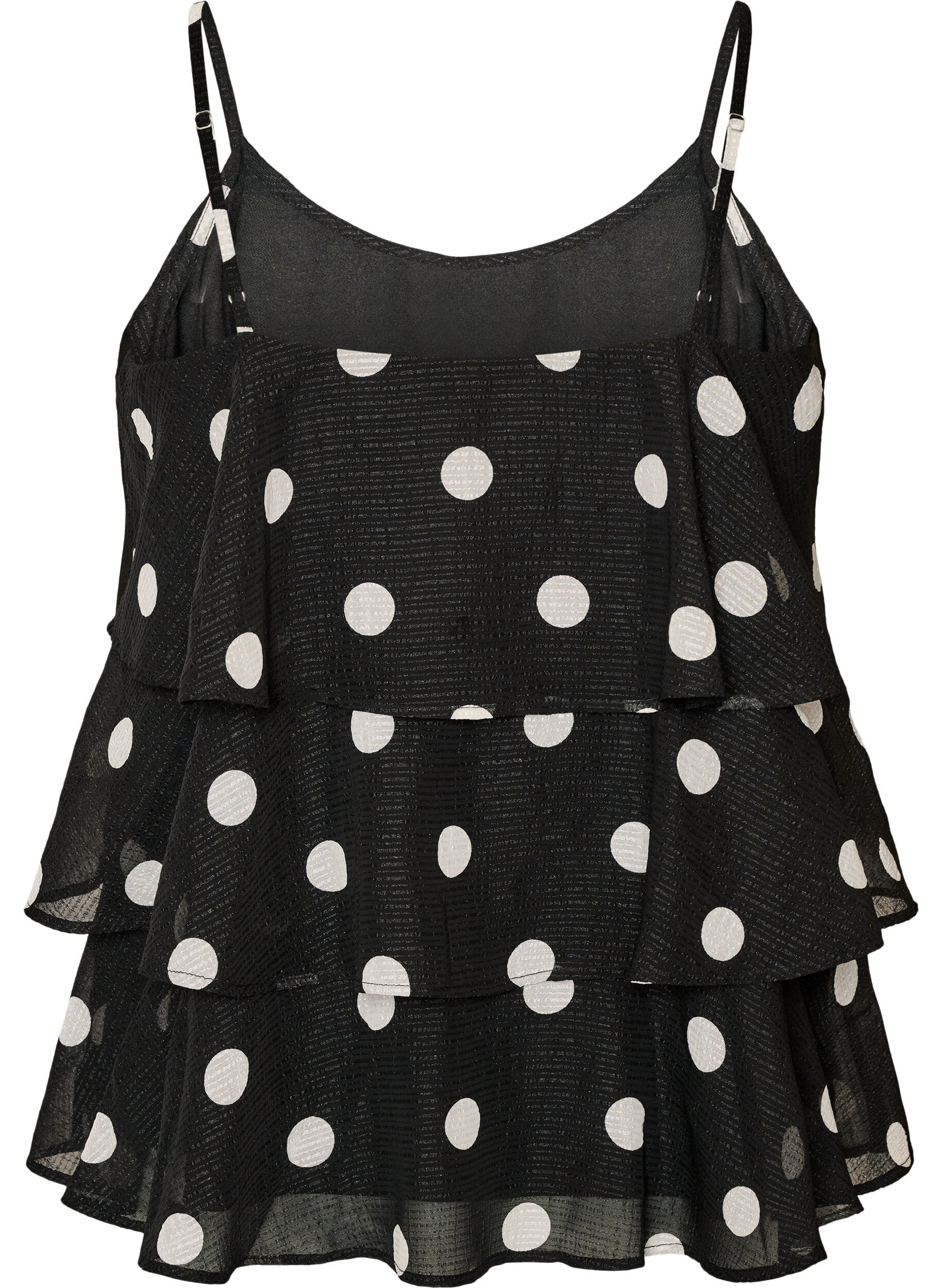 ZizzifashionLayered top with ruffles and spaghetti straps, Black, Packshot image number 1