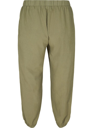 Cropped trousers in cotton, Deep Lichen Green, Packshot image number 1