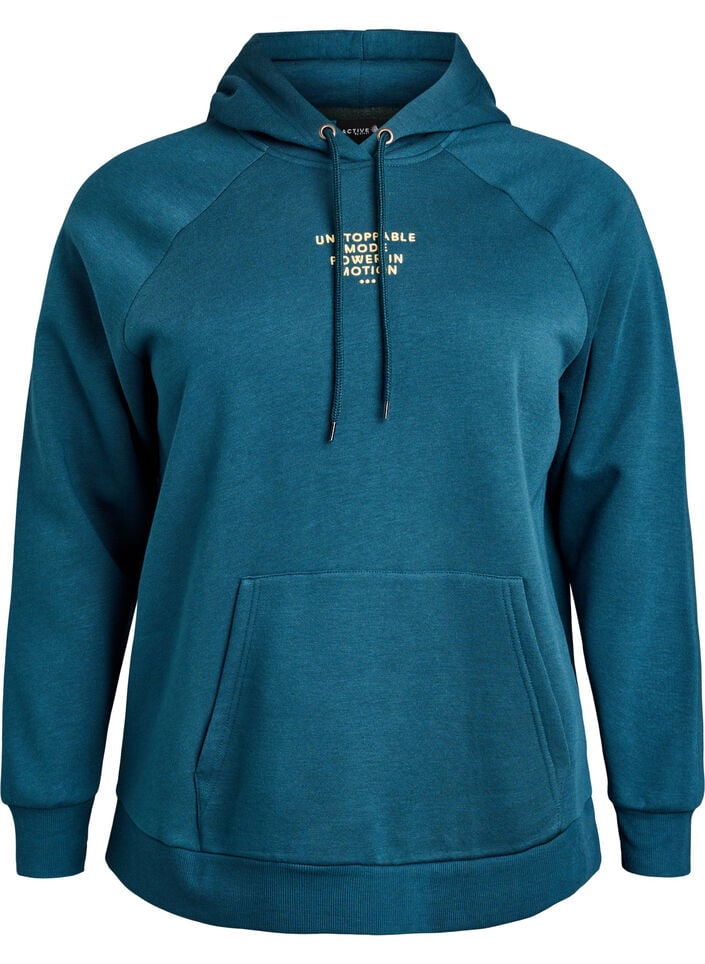 Hoodie with embroidered front motif, Green, Packshot
