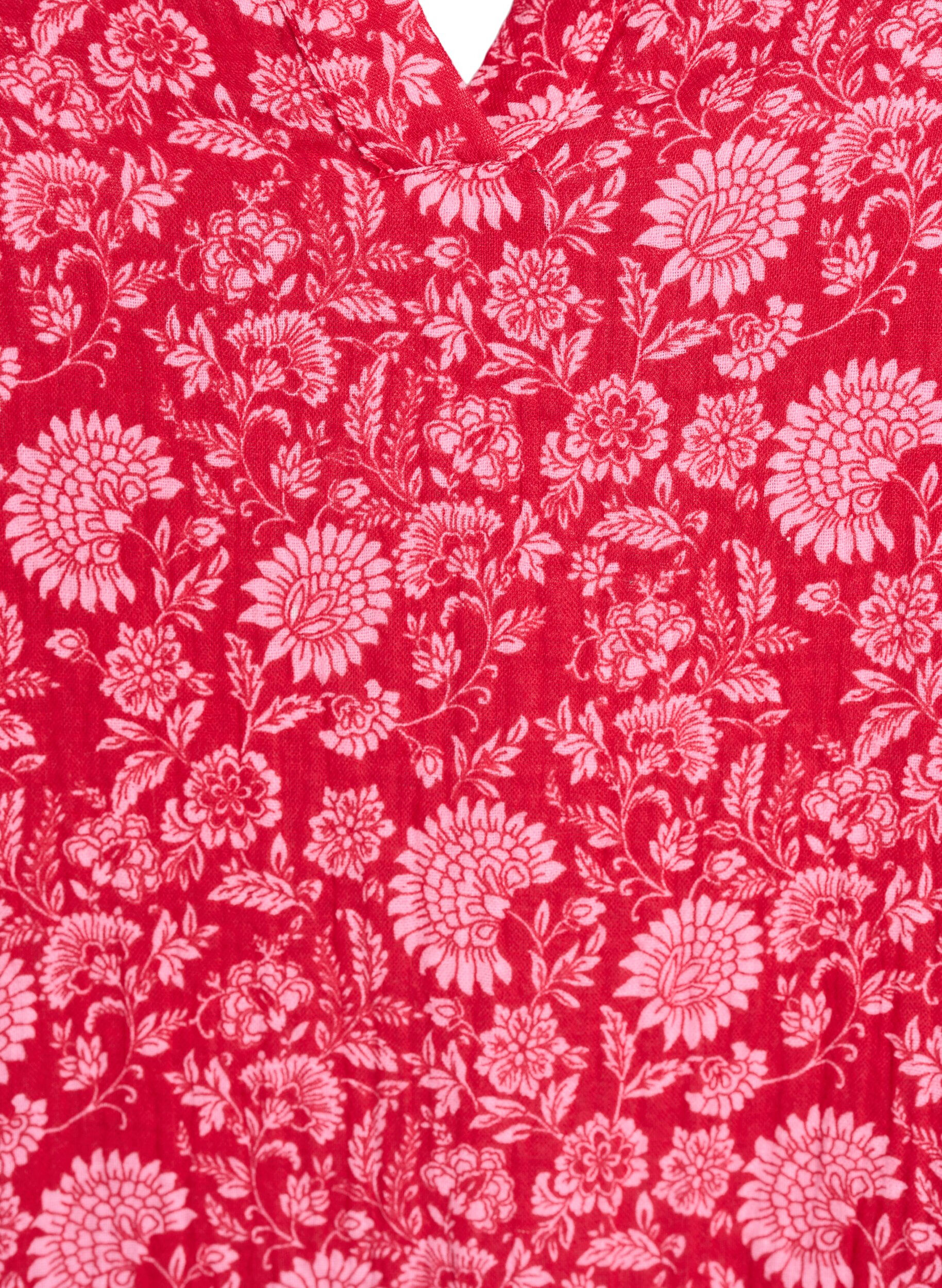 ZizzifashionShort A-line dress in cotton muslin, Red, Packshot image number 2