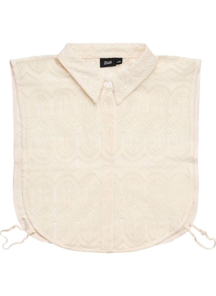 Lace collar insert with a concealed button fastening, Vanilla, Packshot image number 0