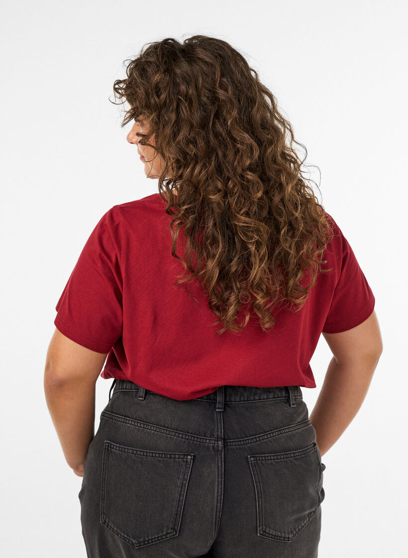 Christmas t-shirt in organic cotton, Red, Model image number 2