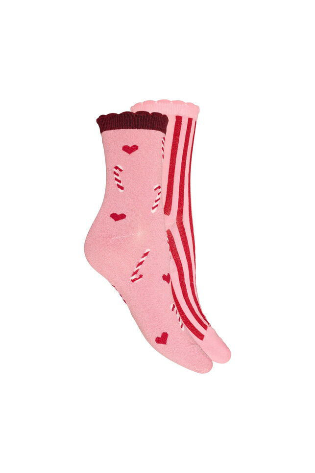 2-pack Christmas socks, Pink, Packshot image number 1