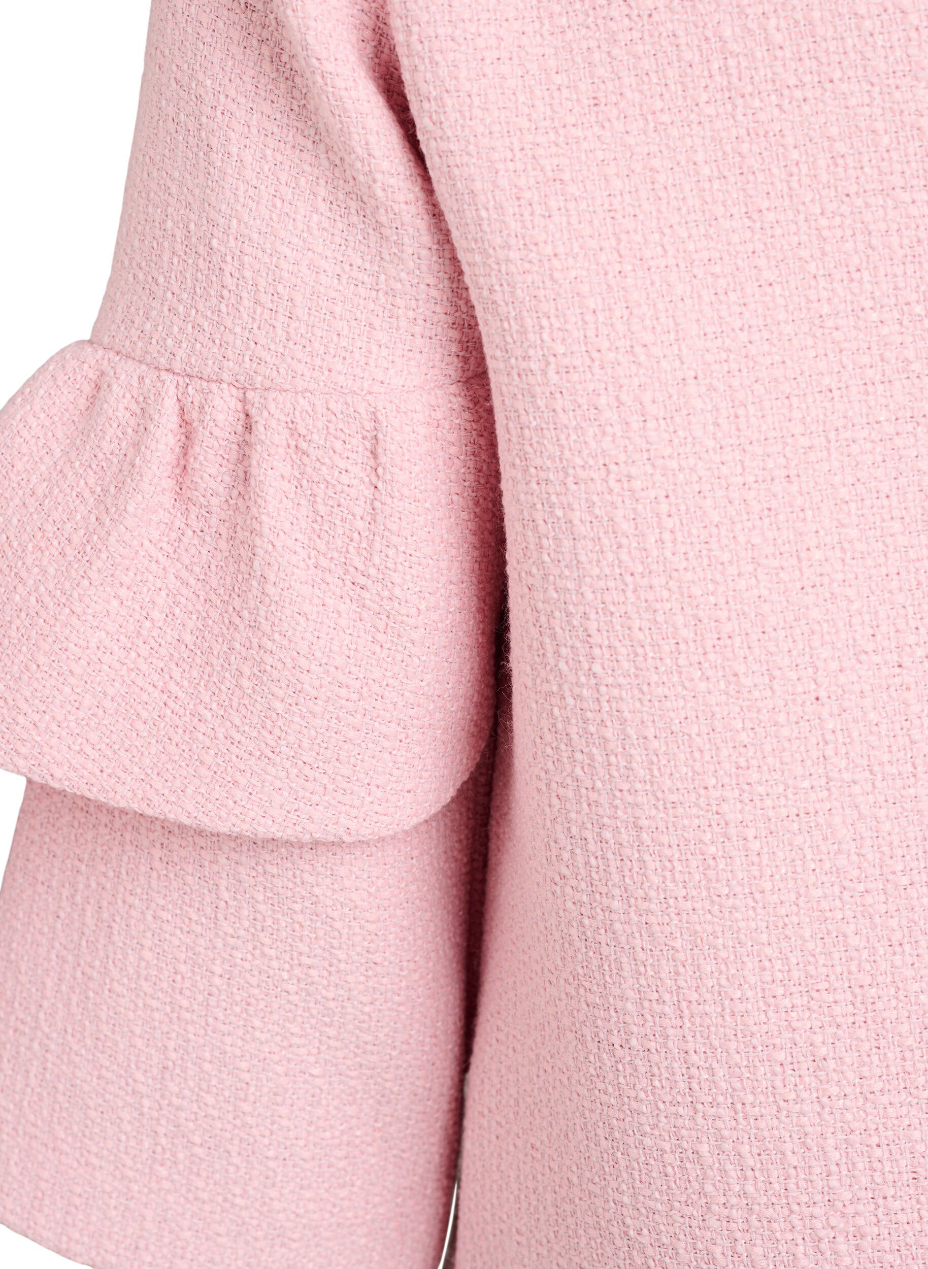 Zizzifashion Boucl&eacute; jacket with ruffle details, Pink, Packshot image number 4