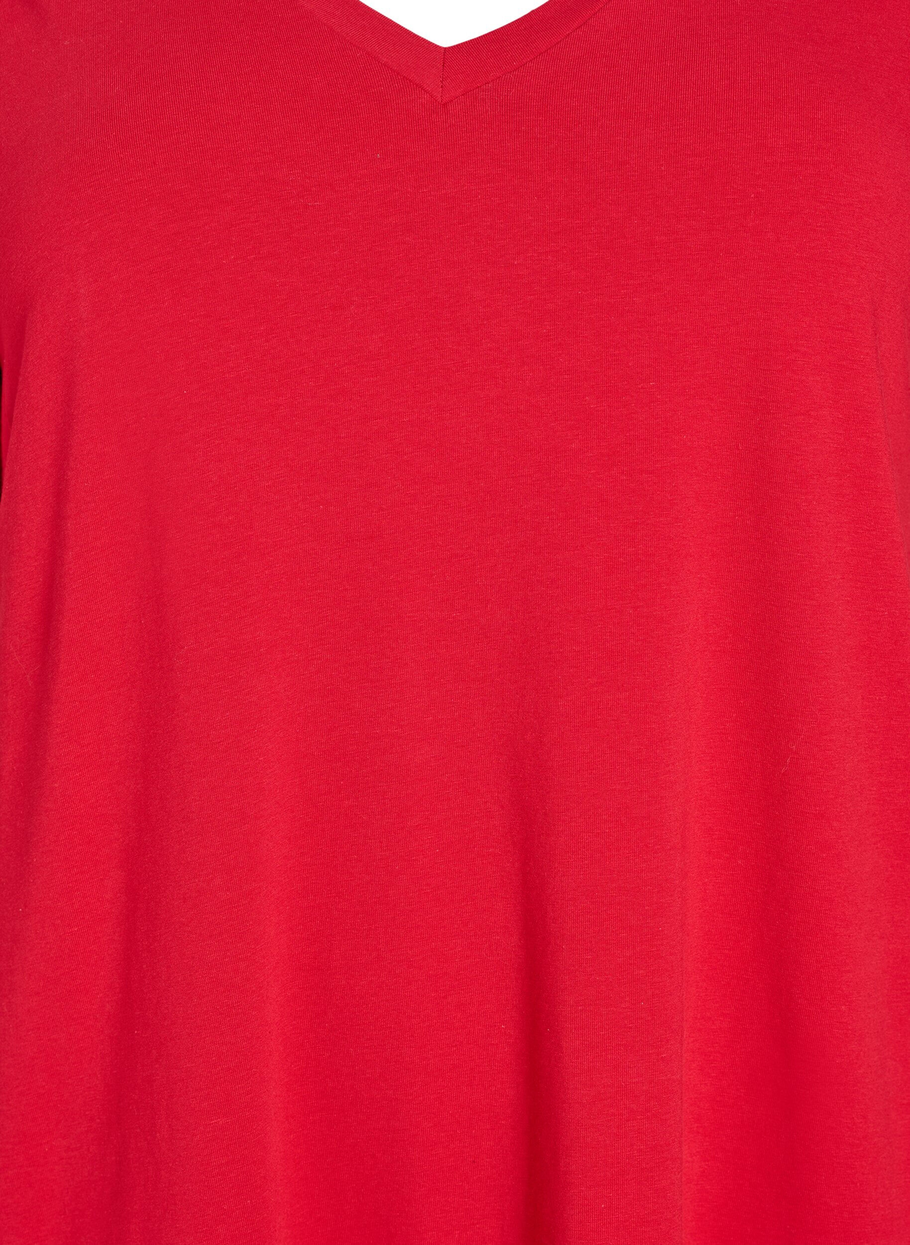 ZizzifashionMidi T-shirt dress with a V-neck, Red, Packshot image number 2