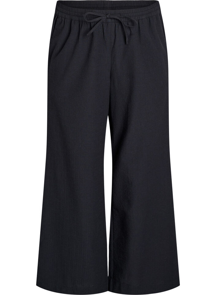 Loose trousers with high waist and pockets, Black, Packshot image number 0