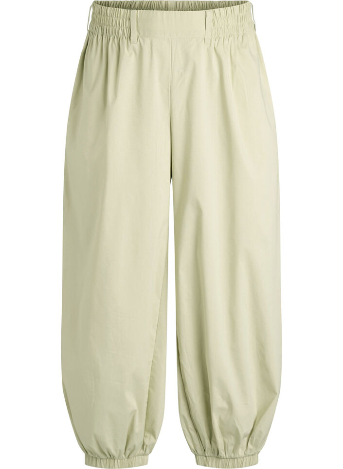 High-waisted balloon trousers with an elasticated waistband, Green, Packshot image number 0