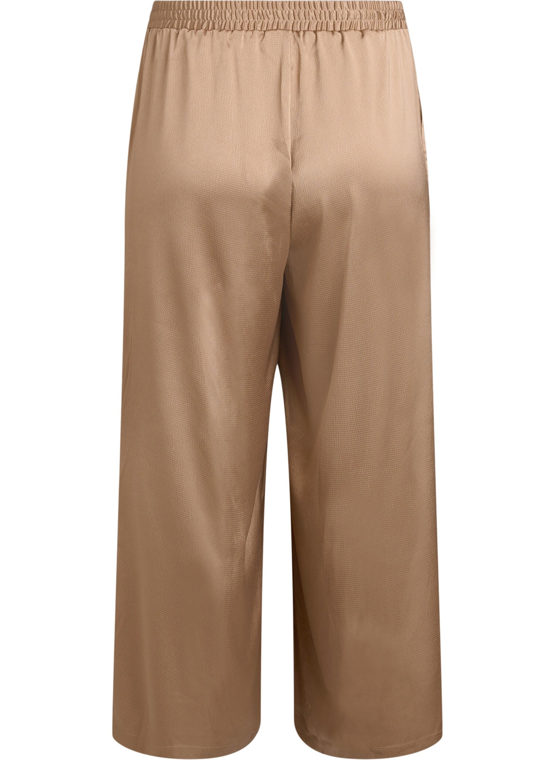 Zizzifashion Satin-look trousers with wide, straight legs, Brown, Packshot image number 1