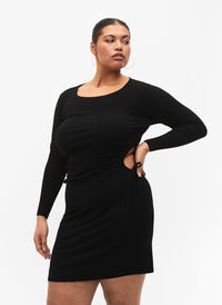 Close fitted dress with cut-out, Black, Model