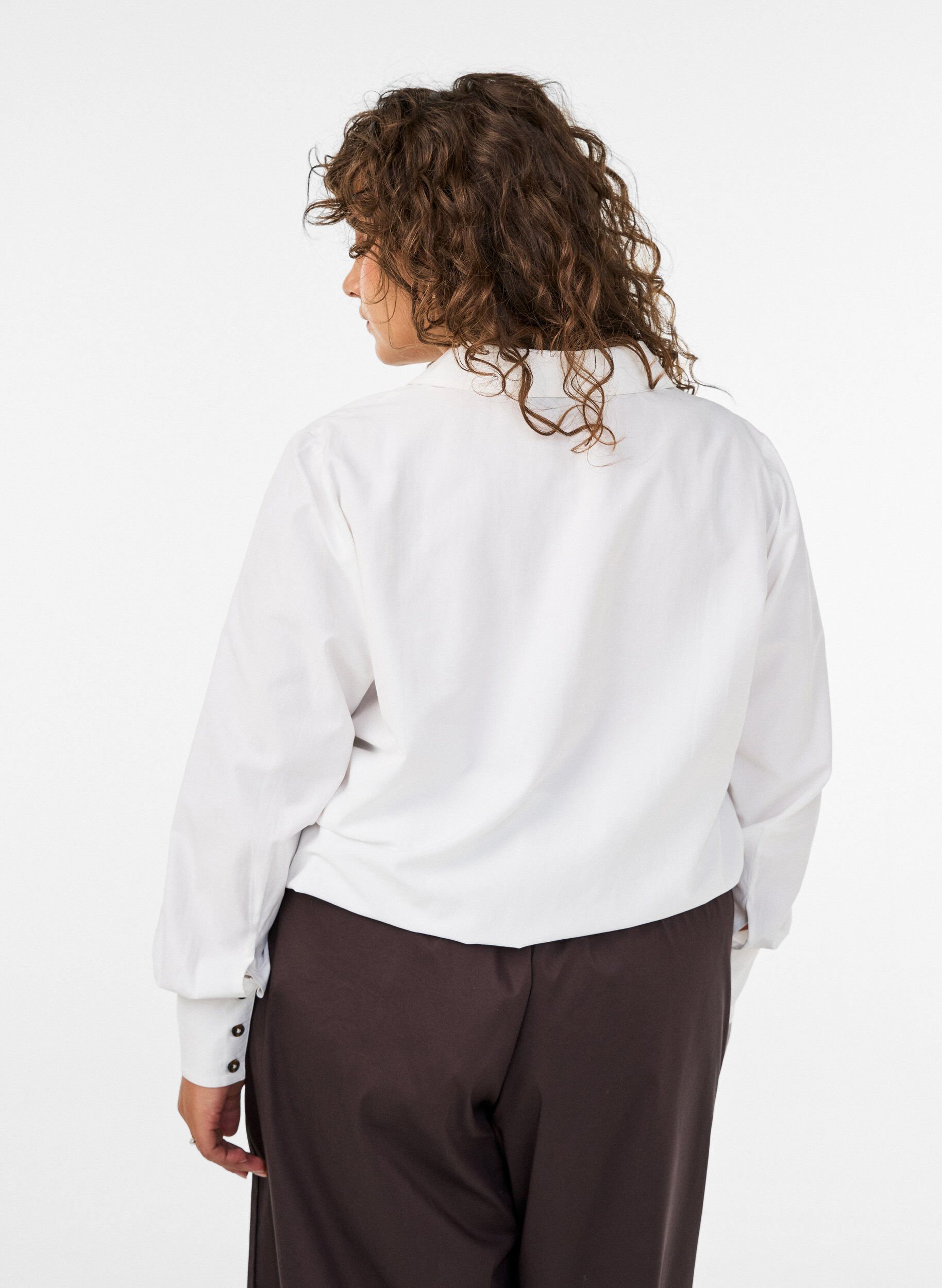ZizzifashionShirt with chest pocket and balloon shape, White, Model image number 2