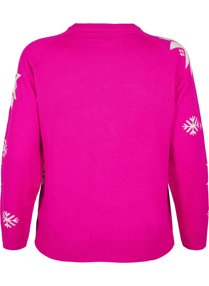 Knitted jumper with snowflakes, Pink, Packshot image number 1