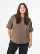 Jersey blouse with 1/2 raglan sleeves, Brown, Model image number 0