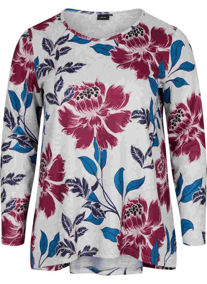 Floral blouse with long sleeves, LGM Flower AOP, Packshot image number 0