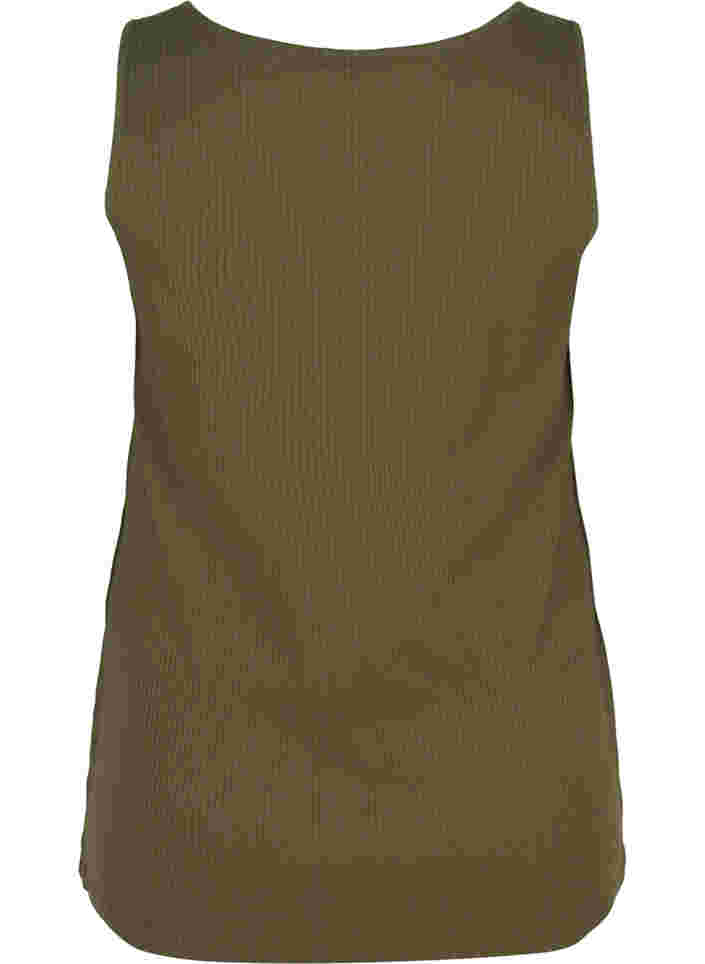Top with a round neck in ribbed fabric, Ivy Green, Packshot image number 1