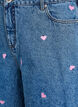 High-waist denim shorts with embroidered hearts, Light Blue, Packshot image number 2