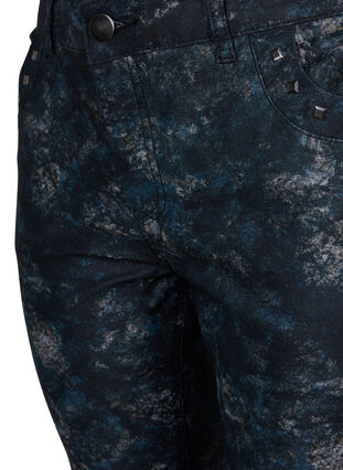 Patterned Emily jeans with rivets, Black AOP, Packshot image number 2