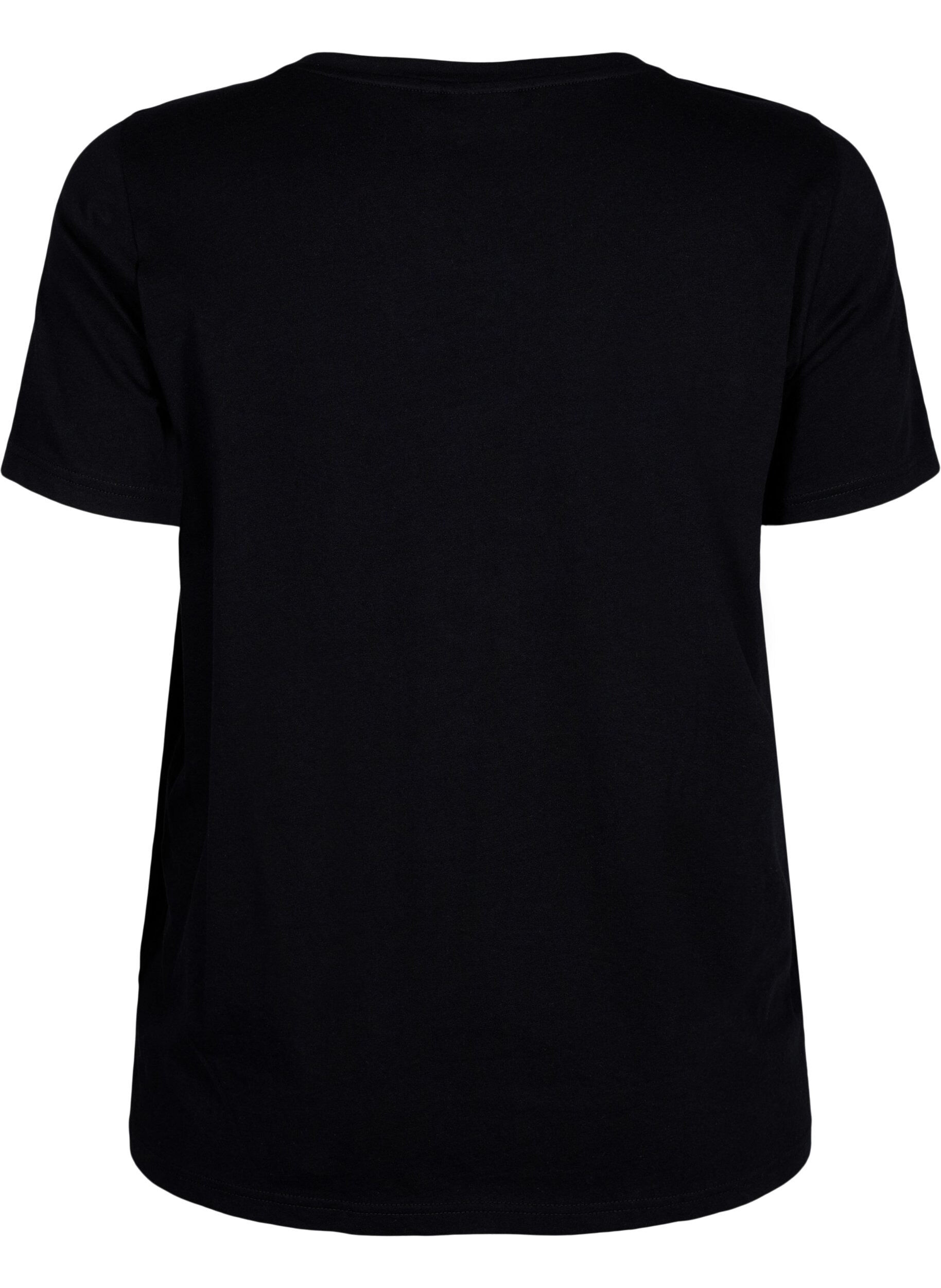 Zizzifashion Crew neck cotton T-shirt with print, Black W. Love, Packshot image number 1