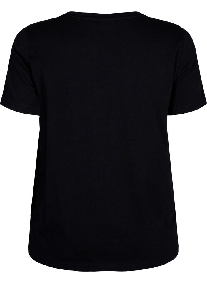 Crew neck cotton T-shirt with print, Black W. Love, Packshot image number 1