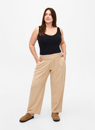Smock pants with linen, Humus, Model image number 0