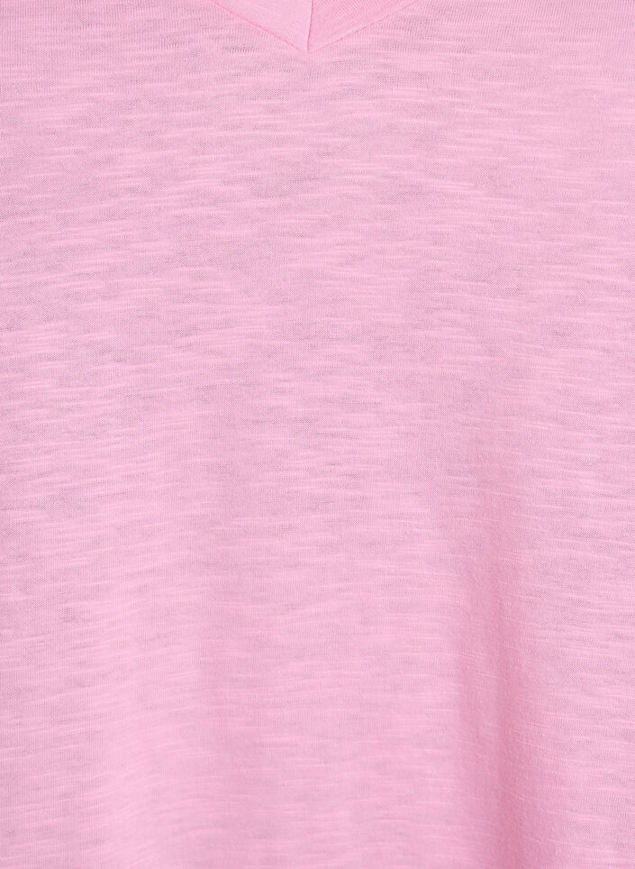 Short sleeve basic t-shirt with v-neck, Pink, Packshot image number 2