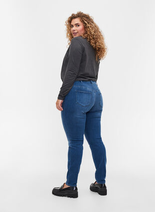 High rise, dual core Amy jeans, Blue denim, Model image number 1