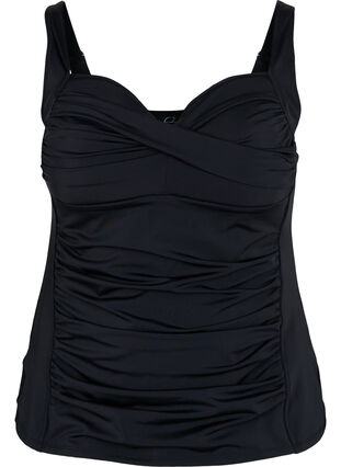 Tankini with a drape front, Black, Packshot image number 0