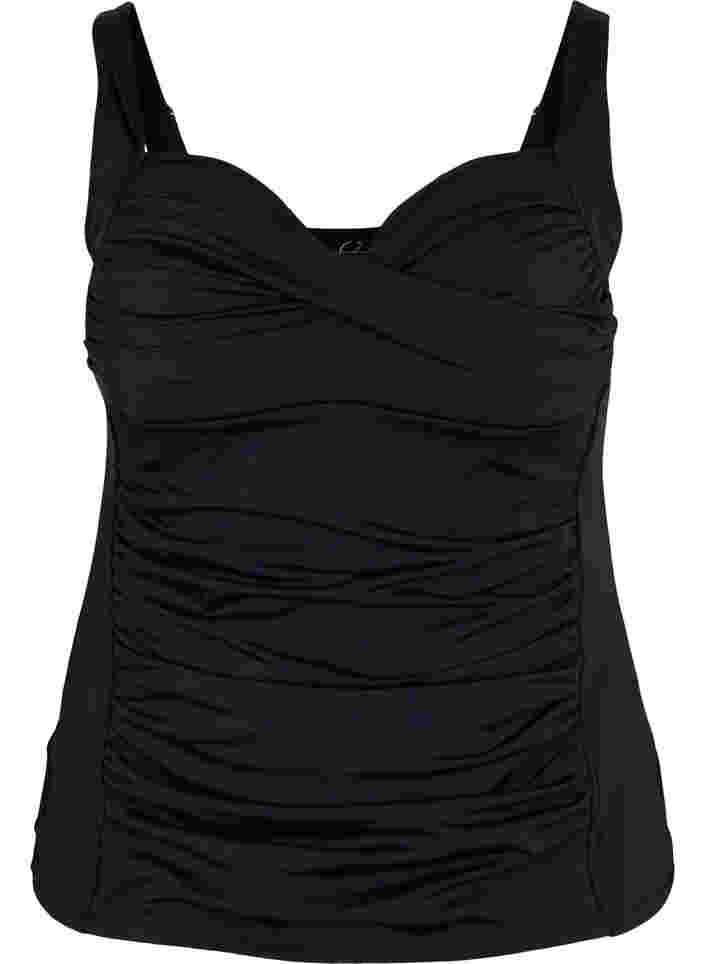 Tankini with a drape front, Black, Packshot image number 0