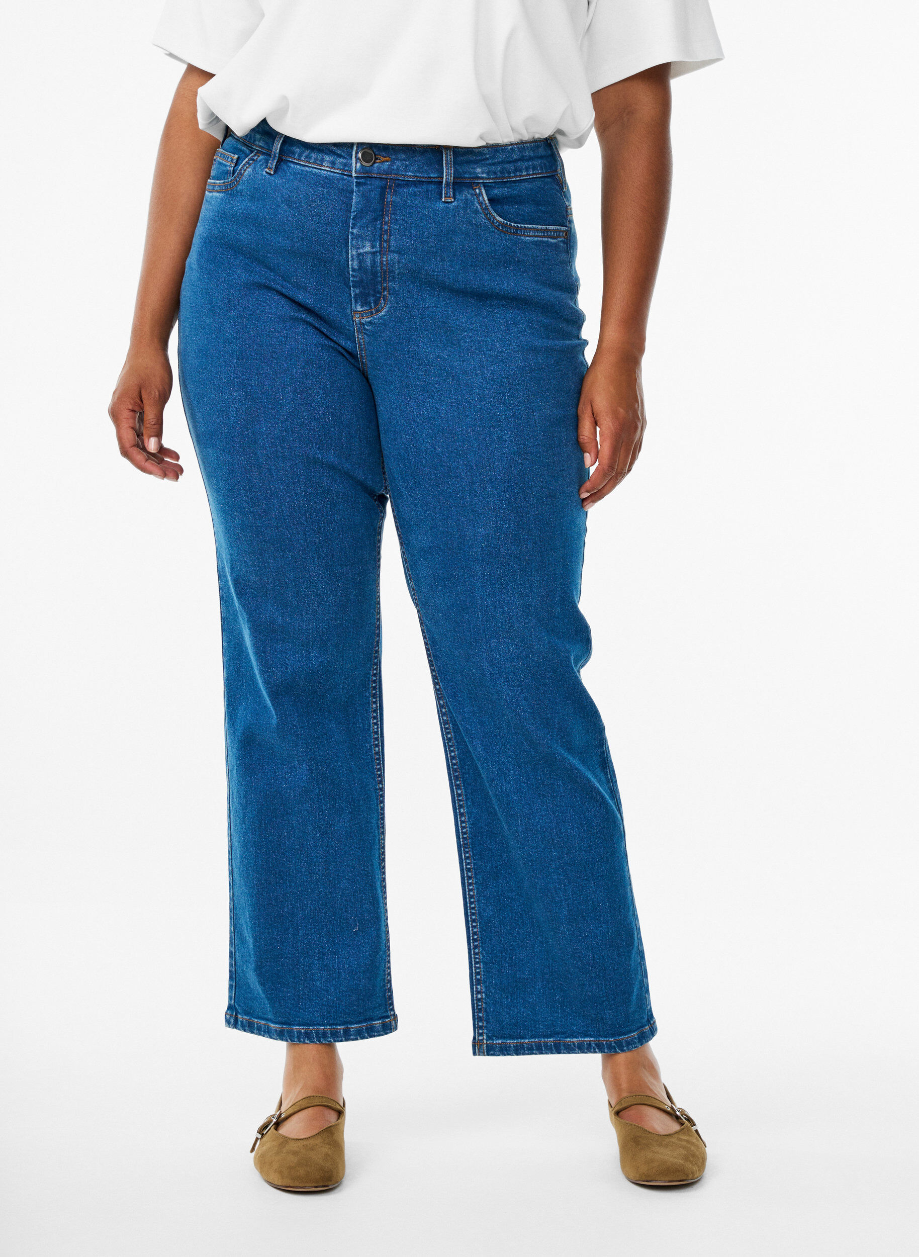 Zizzifashion High-waisted Gemma jeans with a regular fit, Blue, Model image number 2