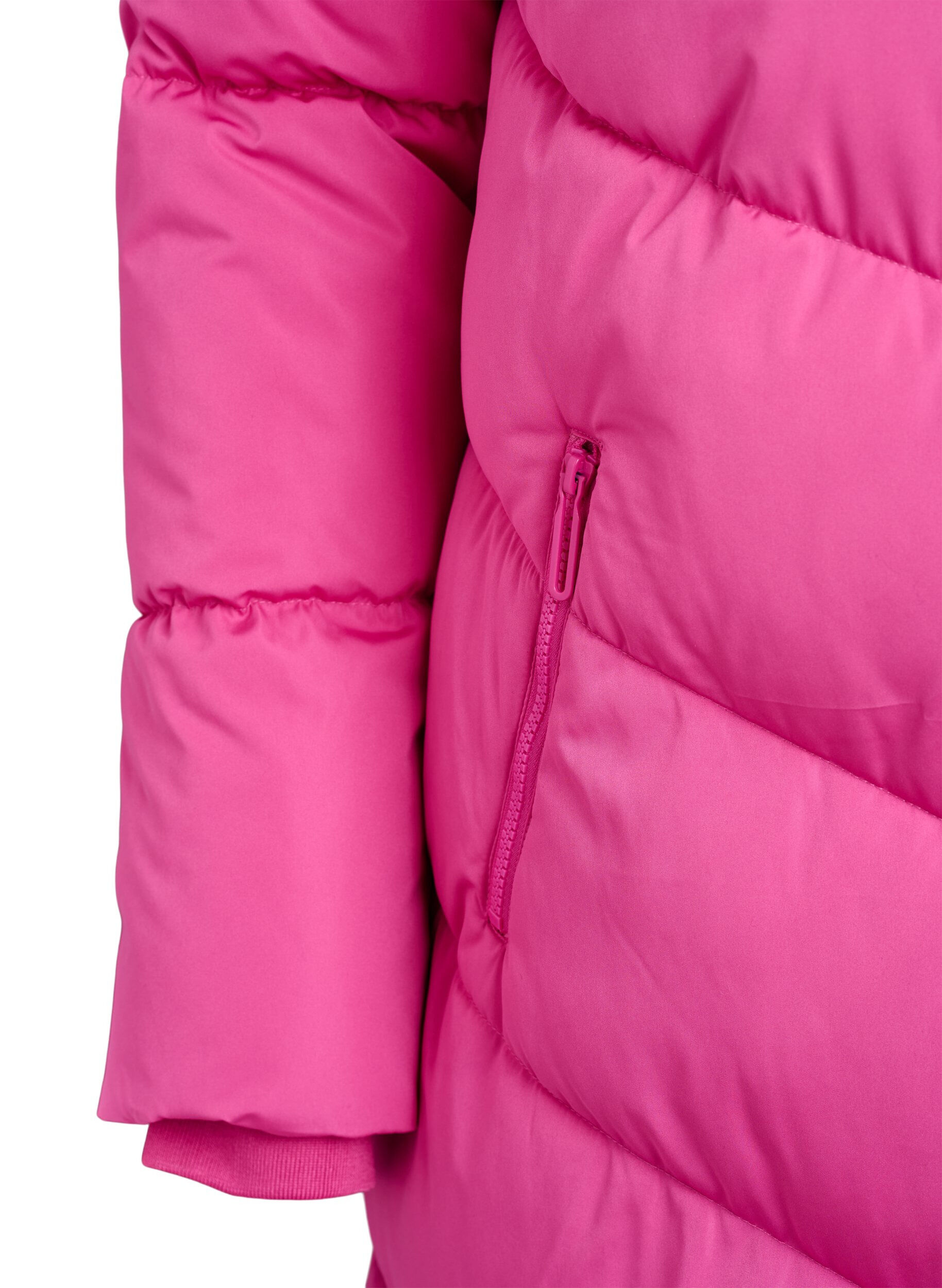 Zizzifashion Long puffer coat with hood and pockets, Rose, Packshot image number 3