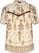 Blouse with pattern and crochet trim, Beige, Packshot image number 0