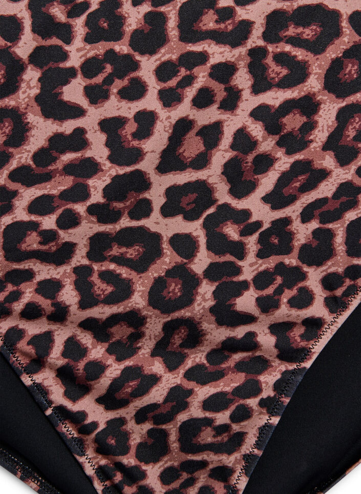 Leopard high-waisted bikini bottoms, Brown, Packshot image number 2