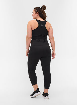 Sports leggings with side pocket and 7/8 length, Black, Model image number 1