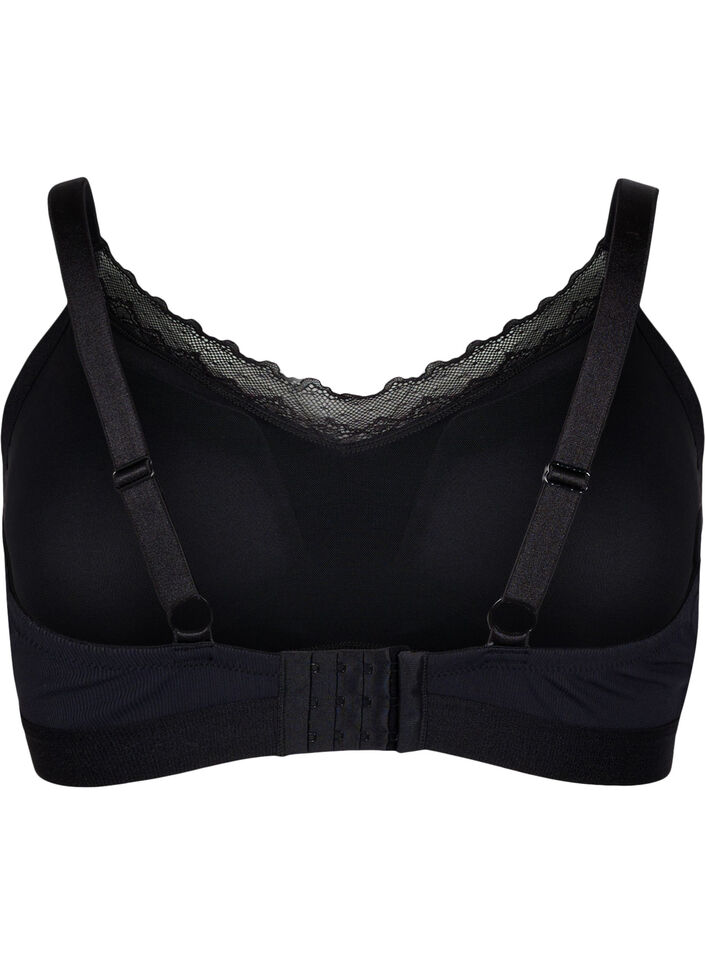 Ribbed bra with lace, Black, Packshot image number 1