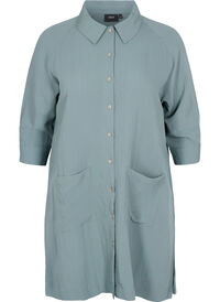 Long viscose shirt with pockets and 3/4 sleeves