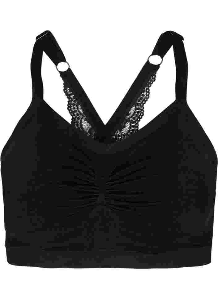 Soft bra with lace back, Black, Packshot image number 0