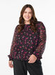 Floral chiffon blouse with sheer sleeves, Black, Model image number 0