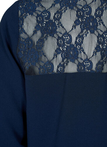 Long-sleeved blouse with lace detail , Navy Blazer, Packshot image number 3