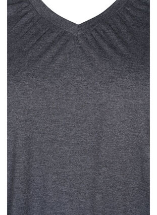 Melange top with long sleeves and v cutting, Dark Grey Melange, Packshot image number 2