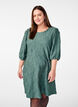 Short dress with texture and 3/4 sleeves, Green, Model image number 0