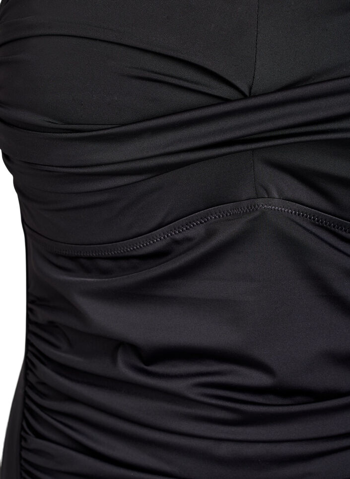 Strapless swimsuit with draping and padded cups, Black, Packshot image number 2