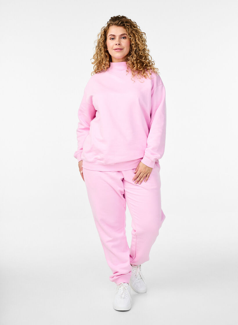 Sweatshirt with high neck and long sleeves, Pink, Model image number 1
